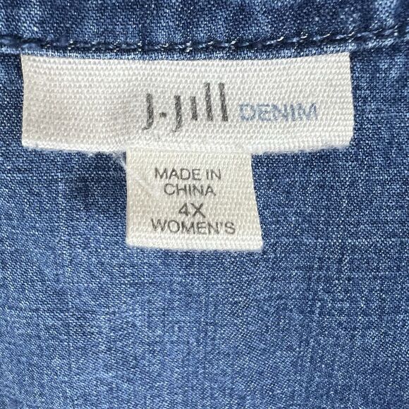 J Jill Denim Chambray Blue Collared Sleeveless Tank Top Size 4XL - Picture 7 of 10